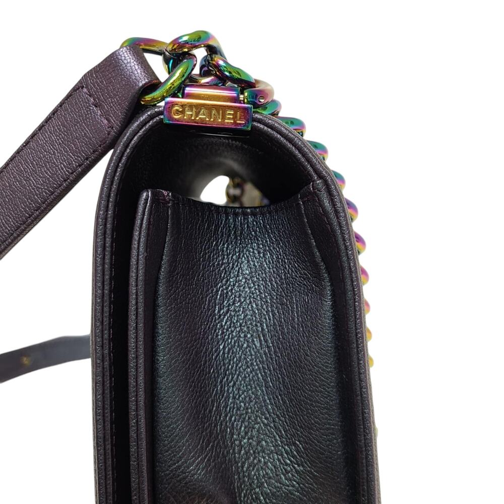 Chanel Purple Mermaid Boy Bag 16C Iridescent Old Medium Classic Quilted Flap CC - Picture 6 of 16